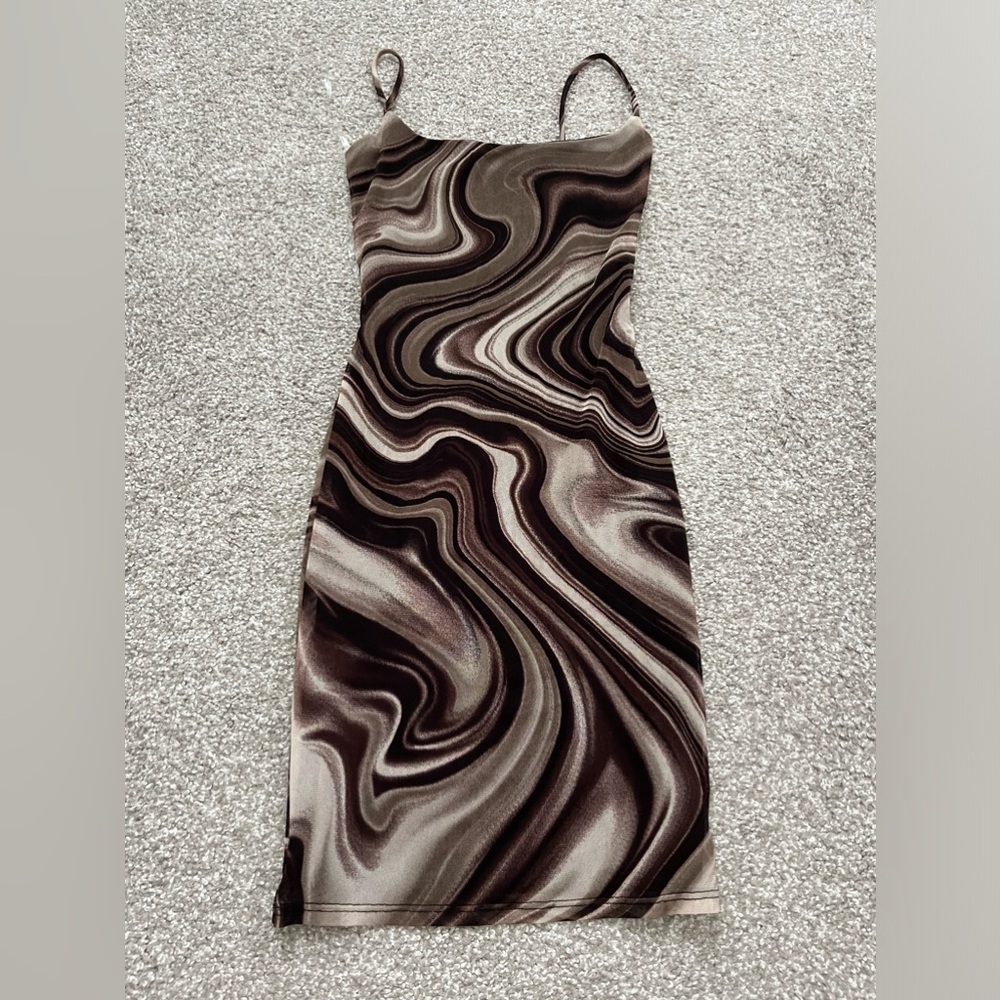 Brown Swirl Mini Dress